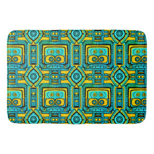 Tapis De Bain Mosaïque en miroir : Anamorphique vert jaune & ble