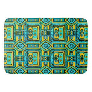 Tapis De Bain Mosaïque en miroir : Anamorphique vert jaune & ble