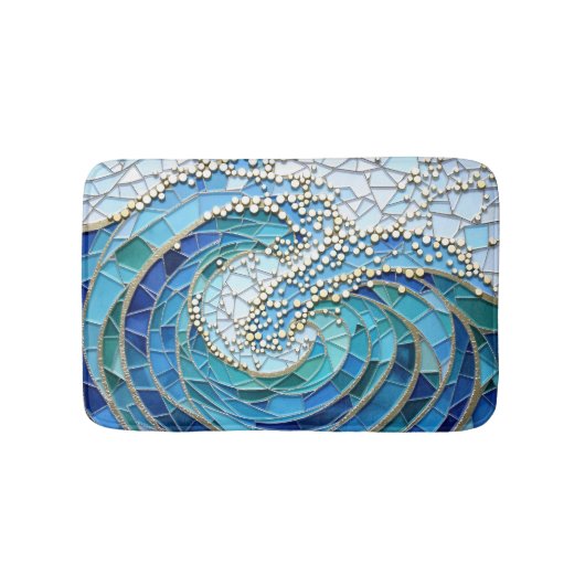 Tapis De Bain Mosaïque Mer de Vagues (Devant)