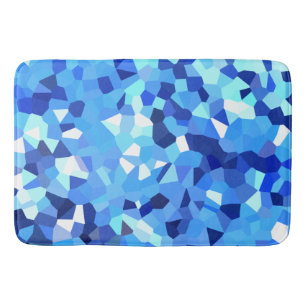 Tapis De Bain Mosaïque moderne bleue et de blanc en verre
