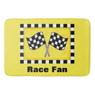 Tapis De Bain Moteur Racing noir blanc À damiers drapeau personn