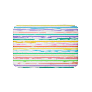 Tapis De Bain Motif à bandes colorées dessinées à la main