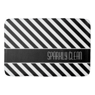 Tapis De Bain Motif à bandes étroites noir et blanc