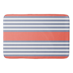 Tapis De Bain Motif à cinq bandes bleu-gris avec corail vivant