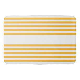 Tapis De Bain Motif à cinq bandes jaune et blanc ensoleillé