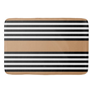 Tapis De Bain Motif à cinq bandes noir et blanc avec bronzage
