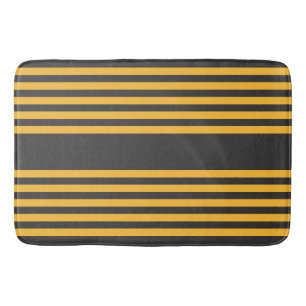 Tapis De Bain Motif à cinq bandes Sunny jaune et charbon de bois