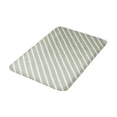 Tapis De Bain Motif à cinq bandes vert et blanc olive (Angle)