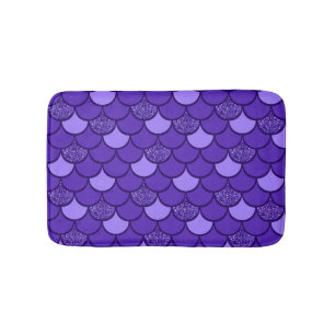 Tapis De Bain Motif à échelle de poisson pourpre avec effet part