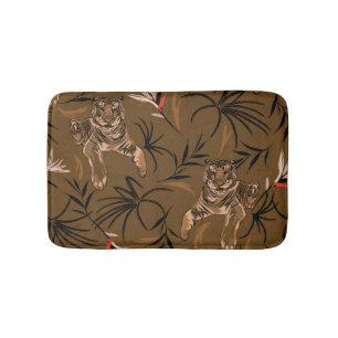 Tapis De Bain Motif à fleurs de paradis de tigres tropicaux
