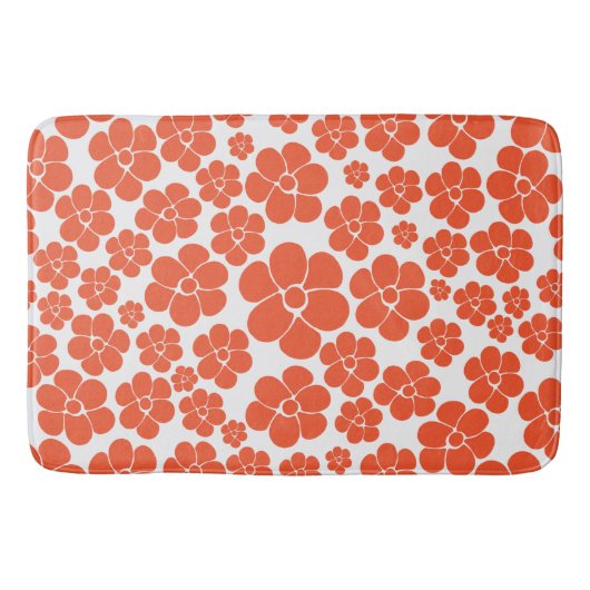 Tapis De Bain Motif à fleurs - Orange et Blanc (Devant)