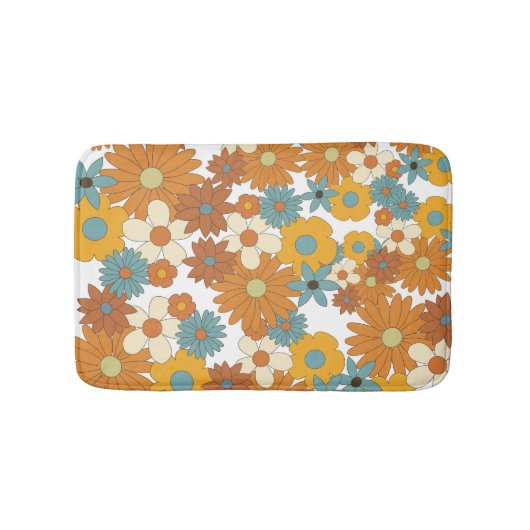 Tapis De Bain Motif à fleurs rétro coloré (Devant)
