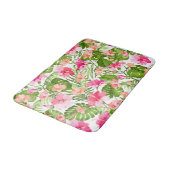 Tapis De Bain Motif à hibiscus palm monstère tropicale (Angle)