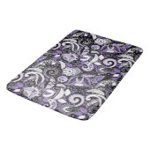 Tapis De Bain Motif à impression paisley violet blanc noir (Angle)