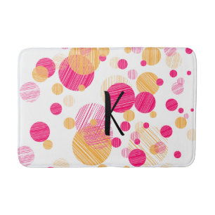 Tapis De Bain Motif à point de polka rose et jaune Whimsical