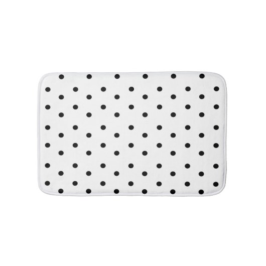 Tapis De Bain motif à points Polka noirs et blancs (Devant)