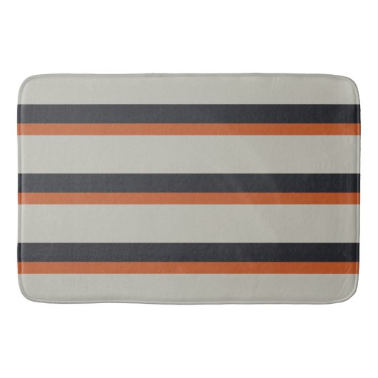 Tapis De Bain Motif à rayures gris argent rouge orange moderne (Devant)