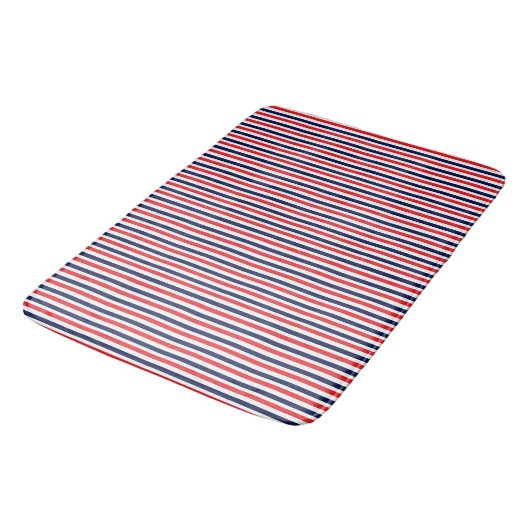 Tapis De Bain Motif à rayures rouge, bleu et blanc (Angle)