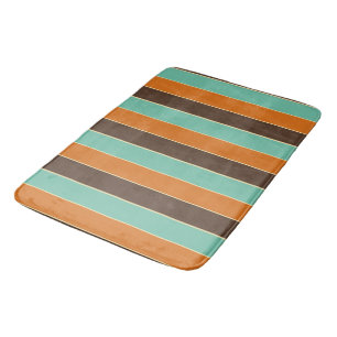 Tapis De Bain Motif à rayures vert, noir et orange