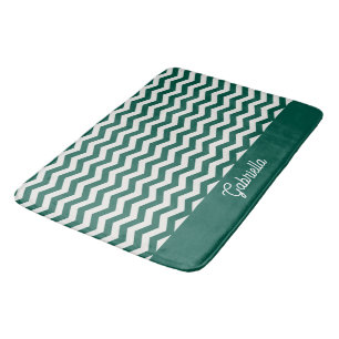 Tapis De Bain Motif à rayures zig zag chevron vert sarcelle