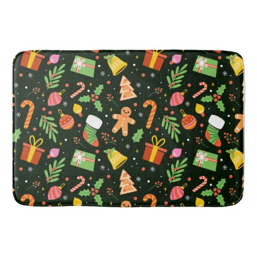 Tapis De Bain Motif Abstrait de Noël vert foncé (Devant)