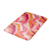 Tapis De Bain Motif Abstrait esthétique rétro avec nom (Angle)