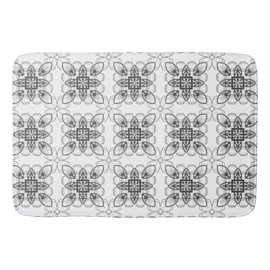 Tapis De Bain Motif Abstrait géométrique blanc noir (Devant)