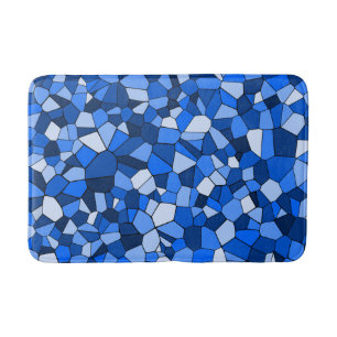Tapis De Bain Motif Abstrait Mosaïque Bleue Moderne