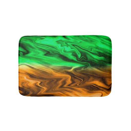 Tapis De Bain motif Abstrait tacheté en vert orange (Devant)