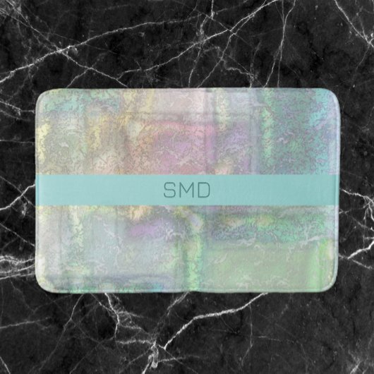 Tapis De Bain Motif Abstrait vert bleu rose texturé