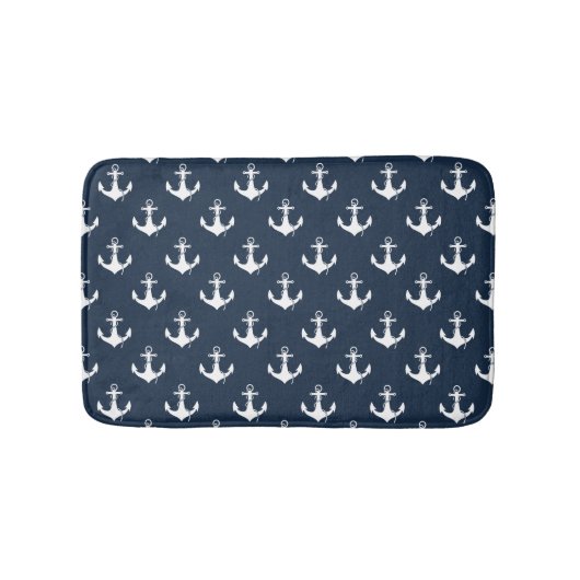 Tapis De Bain Motif Ancre bleu marine (Devant)