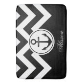 Tapis De Bain Motif Ancre noir et blanc (devant Vertical)