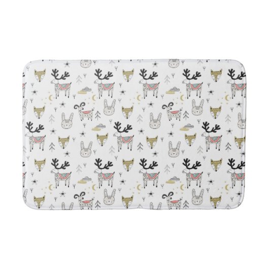 Tapis De Bain Motif animal de griffonnage de région boisée (Devant)