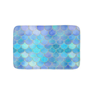 Tapis De Bain Motif Aqua Pearlescent & Gold Mermaid
