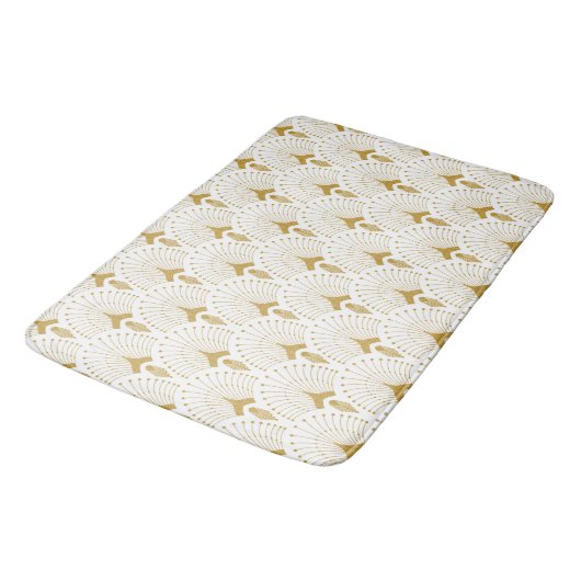Tapis De Bain Motif art déco blanc et or (Angle)