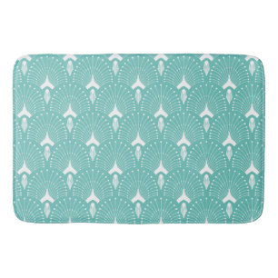 Tapis De Bain Motif art déco blanc & vert menthe