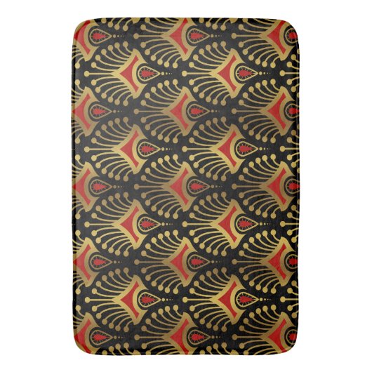 Tapis De Bain Motif Art déco or et rouge (devant Vertical)