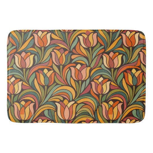 Tapis De Bain Motif Art nouveau floral rétro Décoratif (Devant)