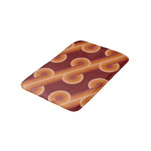 Tapis De Bain Motif artistique de cercles rétro rouge bordeaux f