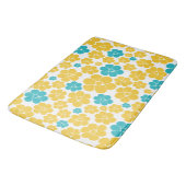 Tapis De Bain Motif aux fleurs - Turquoise et Jaune (Angle)