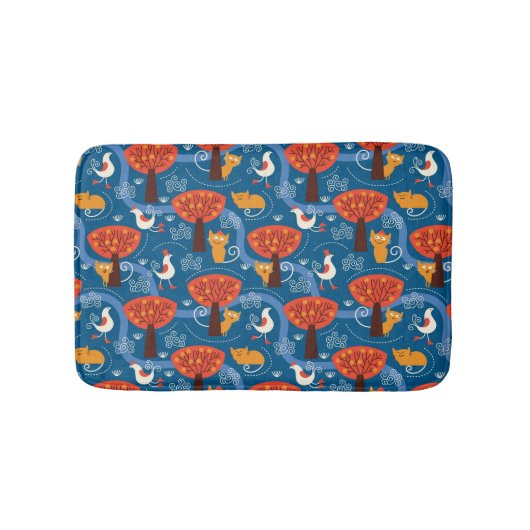 Tapis De Bain motif avec les chats et les oiseaux mignons (Devant)