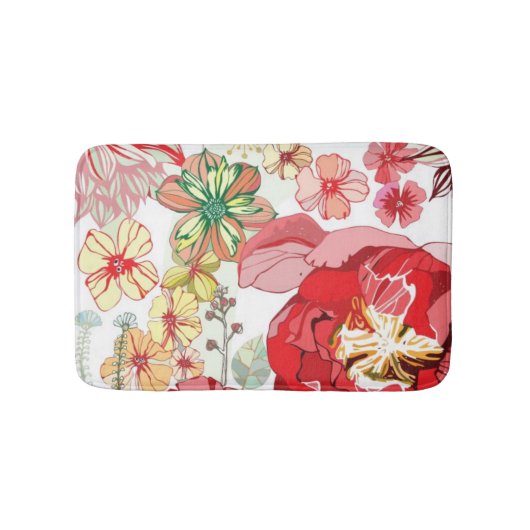 Tapis De Bain Motif avec les fleurs rouges (Devant)