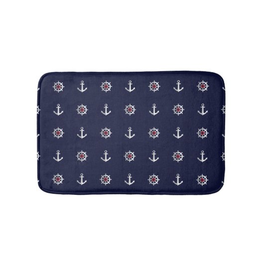 Tapis De Bain Motif blanc et bleu rouge d'Ancre (Devant)
