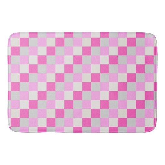 Tapis De Bain Motif blanc et rose bonbon (Devant)