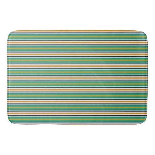 Tapis De Bain Motif blanc vert orange rayé (Devant)