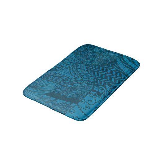 Tapis De Bain Motif bleu Art Abstrait (Angle)