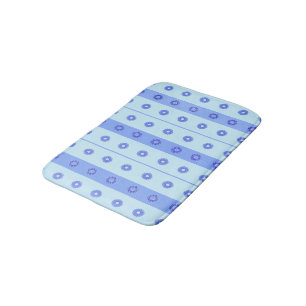 Tapis De Bain Motif bleu clair Fleurs bleu foncé