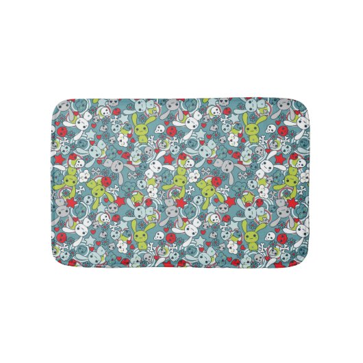 Tapis De Bain motif bleu de kawaii (Devant)