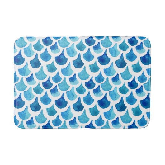 Tapis De Bain Motif bleu d'échelle d'aquarelle (Devant)