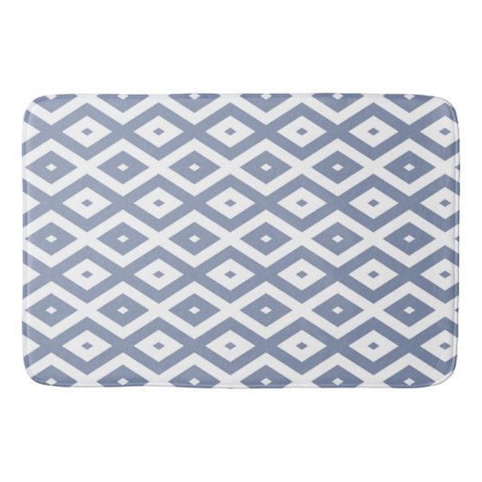 Tapis De Bain Motif bleu gris et blanc (Devant)